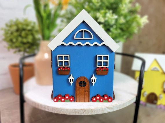 Tier tray house, Miniature home decor, Family Mantle Decor, Wooden County Cottage, Summer Home Decor, Handmade wooden decoration Il_570xn