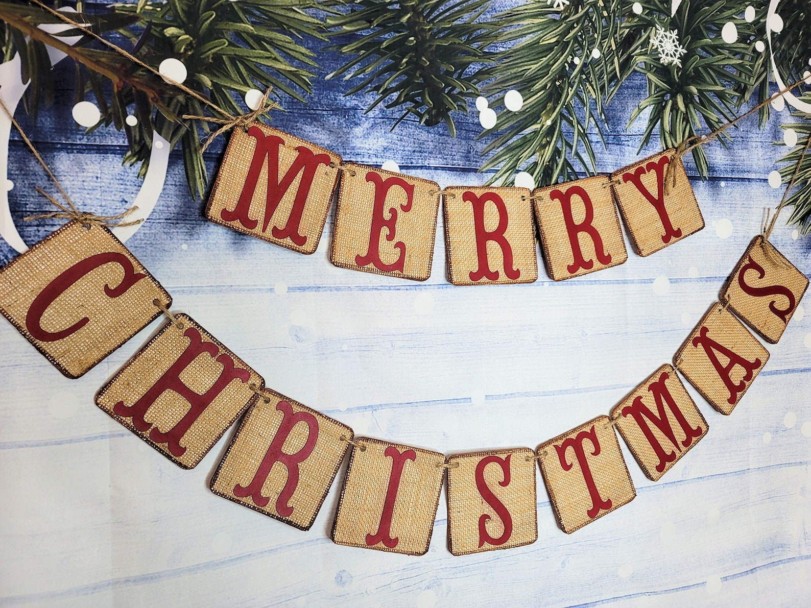 MERRY CHRISTMAS Banner Happy Holidays Banner Burlap - Etsy