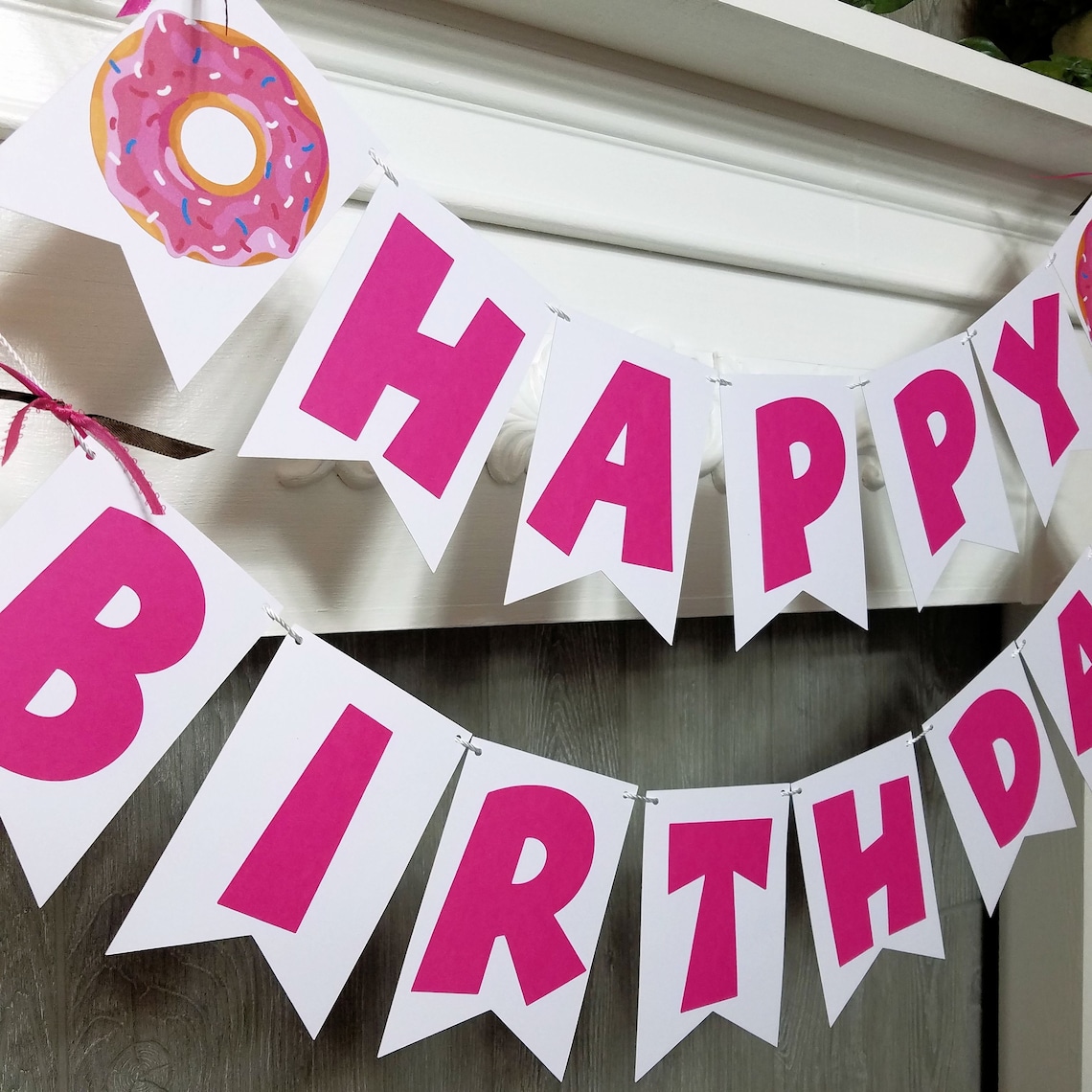 Donut Birthday Banner Happy Birthday Banner Donut Grow Up - Etsy
