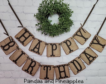 Burlap Happy Birthday Banner, Rustic Party Decor, First Birthday, Personalized Birthday Banner