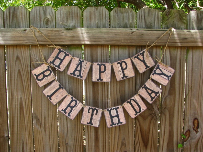 Barn Wood Look Birthday Banner, Personalized birthday, Rustic Party Decor, Cowboy Theme Party, 80th Birthday, Gender Neutral Party Decor image 3