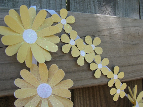yellow paper daisy chain paper flower chain flower garland wedding backdrop baby shower garland garden party decor tea party flower paper chain