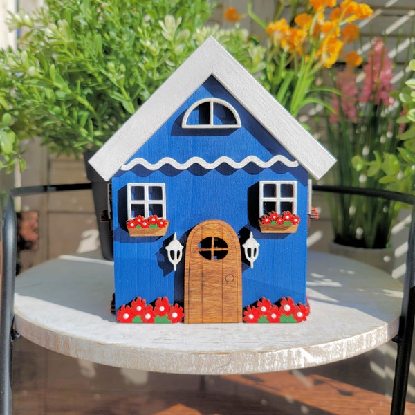 Tier tray Summer Patriotic house, Family Mantle Decor, Wooden County Cottage, Summer Home Decor, Handmade wooden decoration