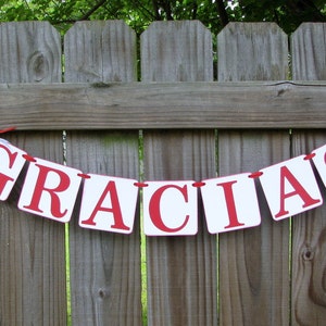 Gracias Banner, Photo prop, Spanish, Latino wedding decor, Thank you banner, Wedding Garland image 1