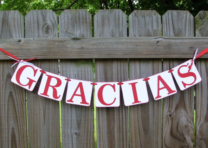 Gracias Banner, Photo prop, Spanish, Latino wedding decor, Thank you banner, Wedding Garland image 1