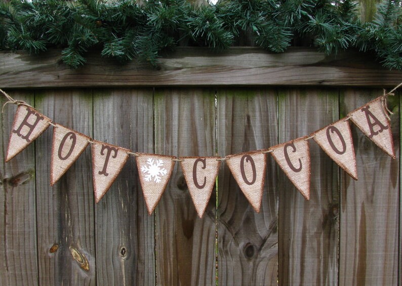 Kids Christmas Photos Hot Cocoa Party Holiday Banner Burlap Christmas Decor Winter Snowflake Decor Cutest Hot Cocoa Stand Banner