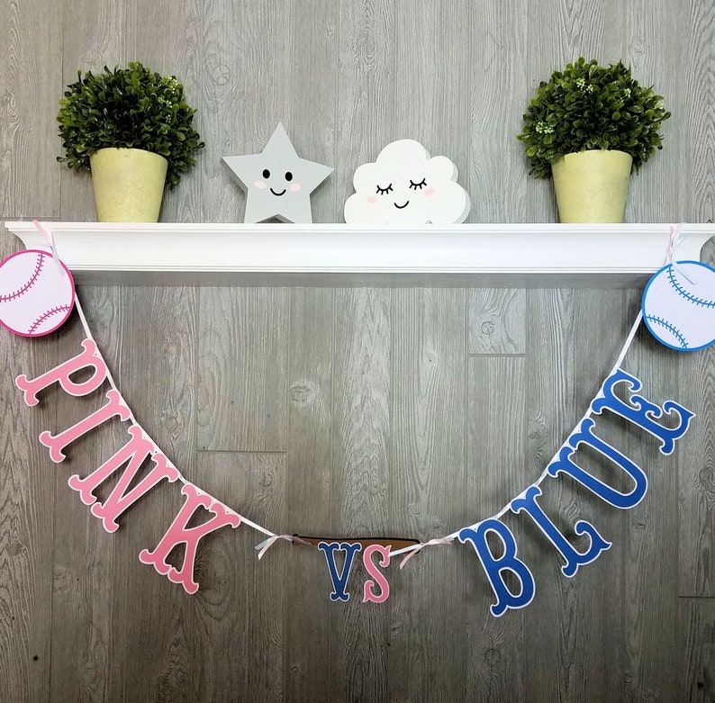 Baseball Gender Reveal Decor Banner Baseball or Softball Etsy