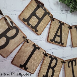 Burlap Happy Birthday Banner, Rustic Party Decor, First Birthday, Personalized Birthday Banner image 2