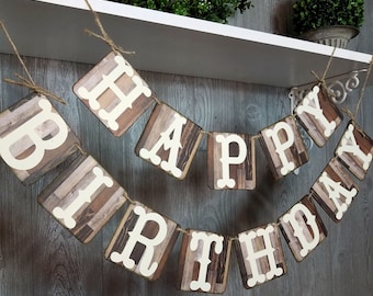 Rustic Happy Birthday Banner, First Birthday, Cowboy, BBQ, Barn Or Farm Party, Little Buckaroo, Dirty 30, Custom Banner