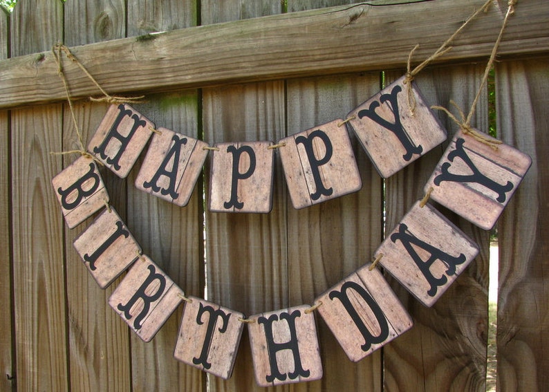 Barn Wood Look Birthday Banner, Personalized birthday, Rustic Party Decor, Cowboy Theme Party, 80th Birthday, Gender Neutral Party Decor image 4