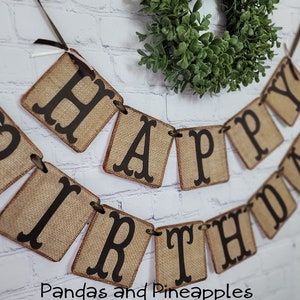 Burlap Happy Birthday Banner, Rustic Party Decor, First Birthday, Personalized Birthday Banner image 4