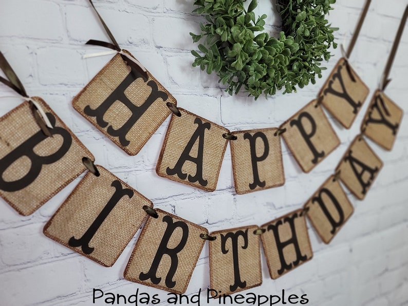 Burlap Happy Birthday Banner, Rustic Party Decor, First Birthday, Personalized Birthday Banner image 4