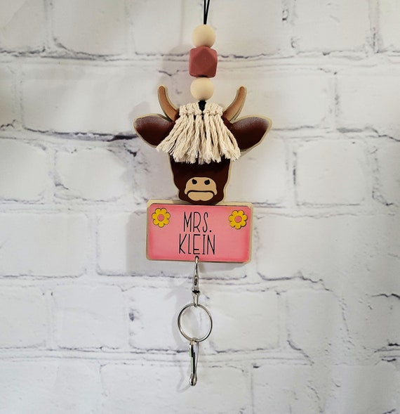 Highland Cow Personalized Lanyard, Teacher Name, Administration, Doctor, Dentist, Office Workers Il_570xn