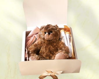 Personalized Baby Gift Set – Plush Toy, Bib & Bodysuit – Unique Baby Gift Idea