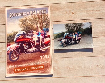 Personalized vintage photo aluminum plaque | Photo printing on aluminum | Personalized family keepsake gift | Retro style souvenir for a walk