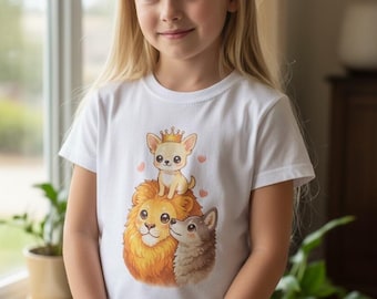 Children's illustrated T-shirt – 100% cotton – Cute animal designs – Multiple sizes & colors – Original children's gift