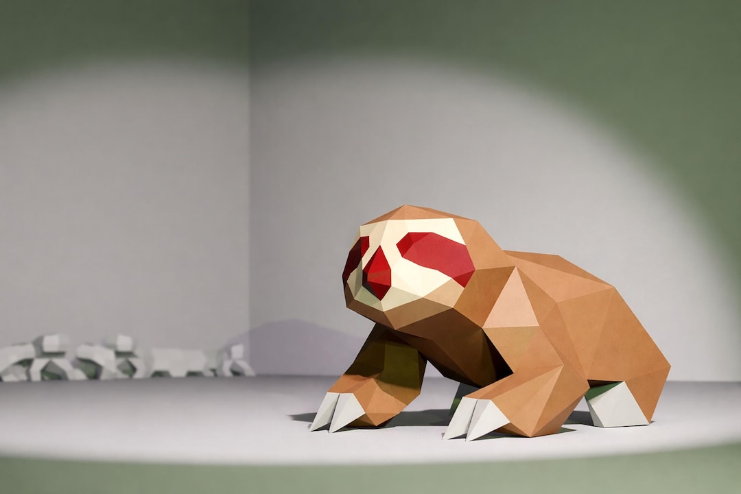 Papercraft Sloth Templete Shy Sloth Low Poly Papercraft Model Template (digital Download) - Etsy
