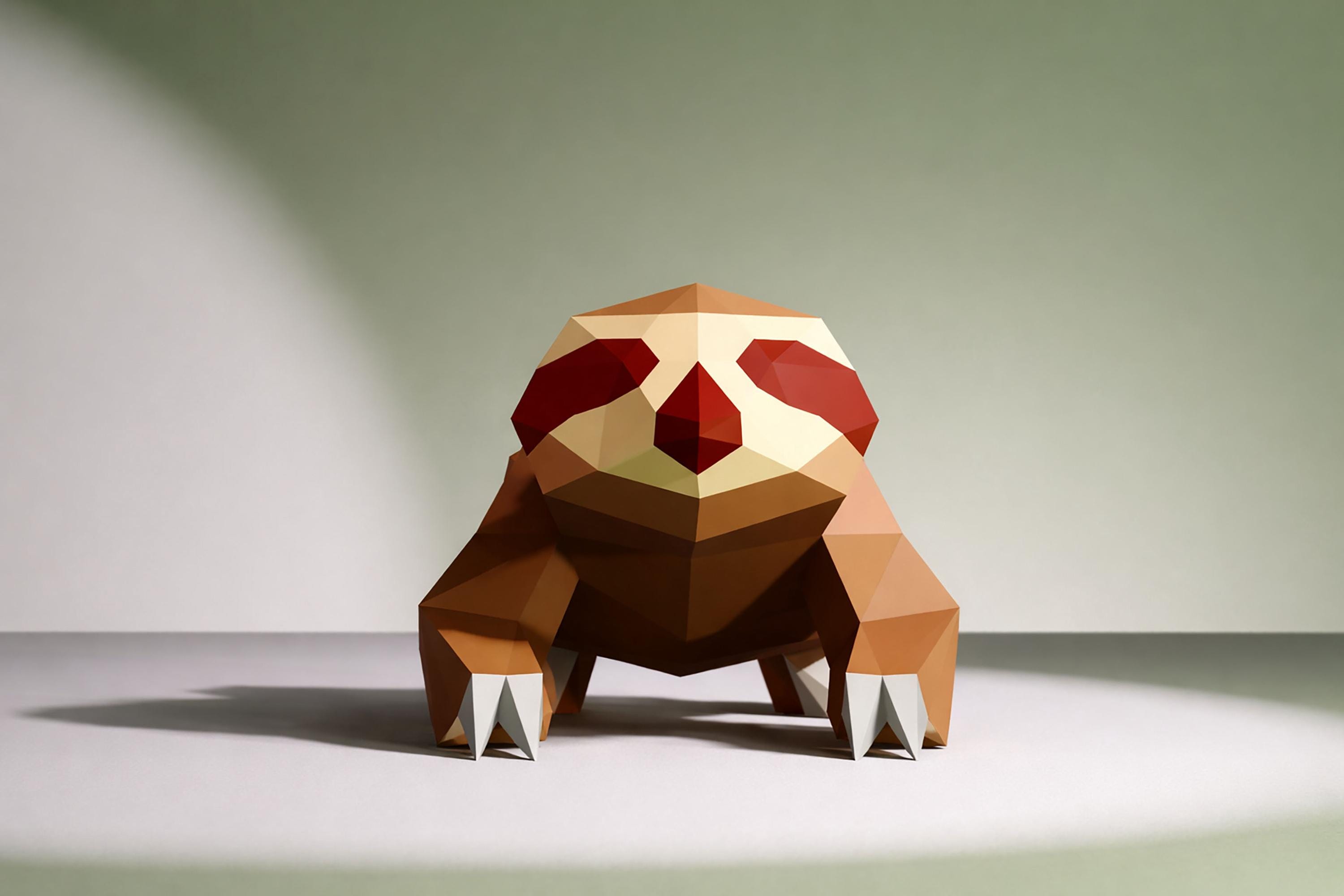 Papercraft Sloth Templete Shy Sloth Low Poly Papercraft Model Template (digital Download) - Etsy