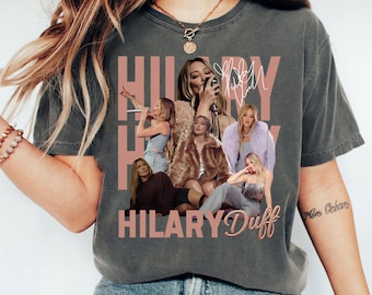 Hilary Duff Graphic Shirt, 90s Bootleg Music Tee, Lizzie McGuire Star Retro Apparel, High Quality Vintage Wash Merch, Pop Artist Gift
