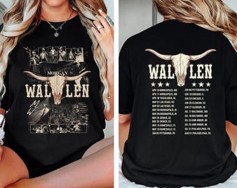 Morgan Wallen Tour Shirt with Tour Dates, Western Longhorn Skull Back Print Tee, Country Music Concert Merch, Morgan Still The Problem Shirt