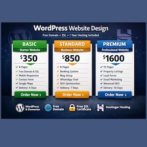 Professional WordPress website | Free Domain, SSL, Hosting| for Real estate agents, CPA, Small businesses