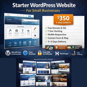 Personalised WordPress Website for Small Business | Elementor Design (Free Domain, SSL, Hosting)