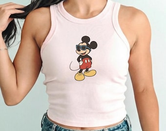 Retro Micky Maus Disney Racer Tank Top, Mickey Tank Top, Retro Minnie Maus 90er Jahre Stil Y2K Top, Disneyland Tank Top