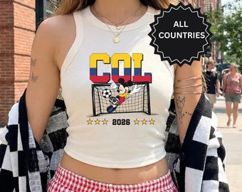 Disney Colombia Racer Tank, Perfect Gift for Soccer Lover, 2026 Retro Soccer Colombia Tee, Vintage Mickey Mouse Shirt