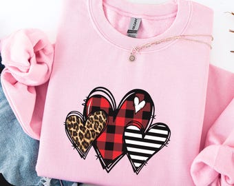 Valentine Sweatshirt and T-Shirt, Heart Valentines Day Shirt for Women Gift, Love Shirts