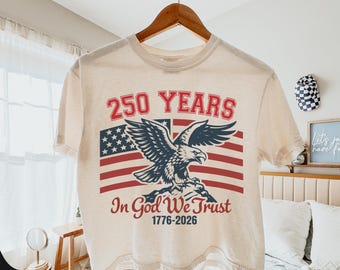 Comfort Colors® USA 250. Boxy Shirt, Vaterländisches 1776–2026 Shirt, Fourth of Jully Graphic Tee, Amerika Geburtstag Shirt, Vintage Flaggen Crop Top