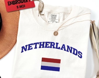 Comfort Colors® Embroidered Netherlands Soccer Shirt, Perfect Gift for Soccer Lover, 2026 Netherlands Flag Shirt