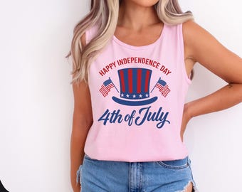 Comfort Colors ® 4. Juli Tank Top, Vintage patriotischer Tank, Amerika Unabhängigkeitstag Shirt, Retro USA Grafik Tank, süßes 4. Juli T-Shirt