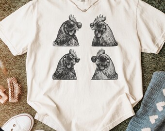 Comfort Colors ® Hühnchen Shirt : Retro Grunge Hühnchen T-Shirt