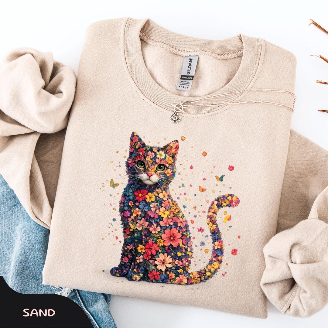 Floral Cat Tee, Wildflower Kitty Cat Mom Shirt - Etsy