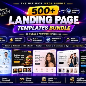 500+ Landing Page & Website Templates Bundle, Responsive Web Design Templates, WordPress Ready