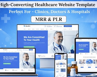 Healthcare Website Template Canva Editable Doctor Clinic Appointment Booking Website Kit Medical Template MRR PLR License Digital Download