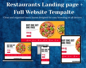 Restaurant Website Template Elementor, Food Cafe Landing Page, Pizza Restaurant Design, Responsive Multi Page Website, Instant Download