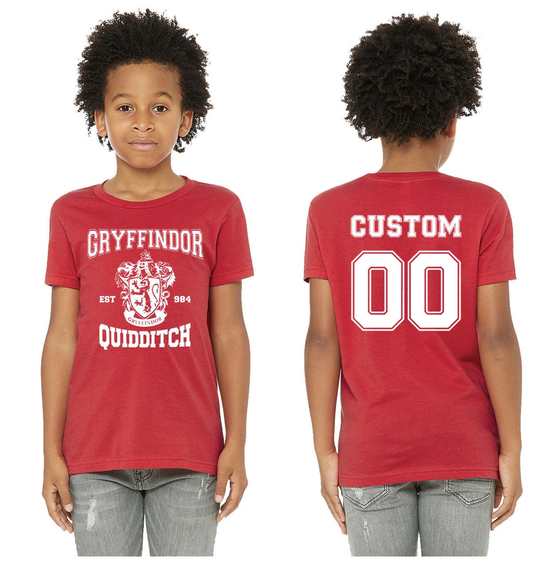 Personalized Kids Wizard Gryffindore Quidditch Jersey Shirt With Your