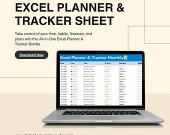 Agenda et outil de suivi Excel | Habitudes, sommeil, voyage, loyer (téléchargement numérique)