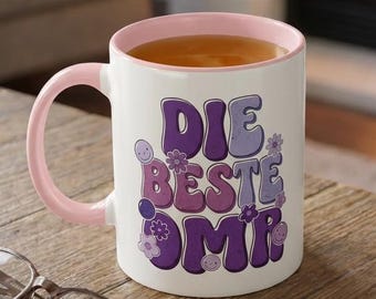 Beste Oma Tasse | Liebevolles Muttertagsgeschenk für Großmutter | Süße Kaffeetasse mit Blumen Design | Geschenkidee von Herzen