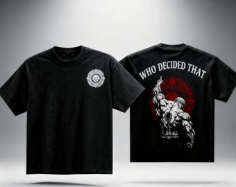 Chemise Escanor 7 péchés capitaux recto-verso, t-shirt Nanatsu no Taizai, chemise Anime Escanor, chemise Who Decided That, t-shirt graphique anime