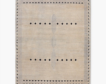 Baige And Black Oushak rug Vintage rug area rug traditional rug 9x12 living room Bedroom hallway Turkish Rug Hand knotted wool made to order