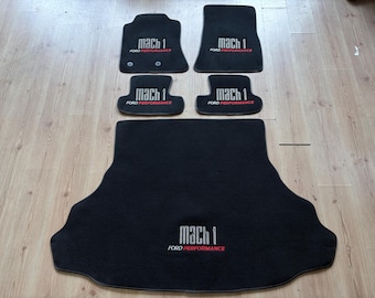 For Mustang Mach 1 Floor and Trunk Mats Carpet Black Set of 5 2015-23  Without subwoofer