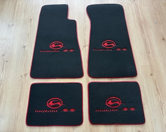 For Chevy impala ss velour floor mat carpet black red edge set of4 1994-96