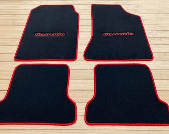 For vw Corrado Coupe G60 Floor Mats Carpet Black Red Emboridery and Red Edge Set Of 4  ( 1988-1995 ) LHD