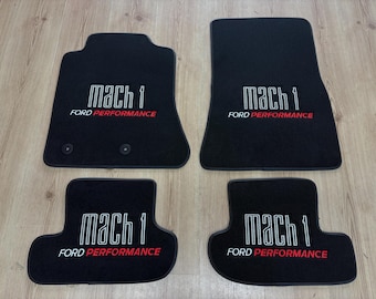 For Ford Mustang Mach1 and Ford Performance Embroidery  Floor Mats Carpet Black 2015-2023  4 pcs with Snap