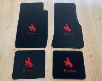For Bronco II Floor Mat Mats Carpet Black Red Embroidery Set of4 1984-89