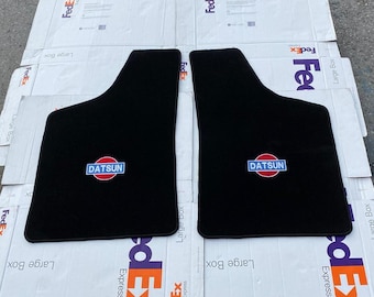 Datsun 620-720 Pickup Truck Floor Mats: Black Velour, 1973-87 (2 Pcs)