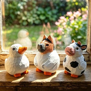 Funny Wooden Duck Cow Horse Figurine,Quirky Animal Sculpture,Gag Gift for Friends,Cute Weird Desk Decor,Unique Handmade Gift,Mother's  Gift