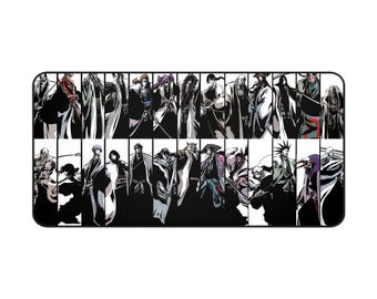 Bleach Gotei 13 Captains Desk Mat, Gotei 13 Squads & Zero Division Desk Pad, Anime Gaming Mousepad, Black and White Manga Desk Mat XXL